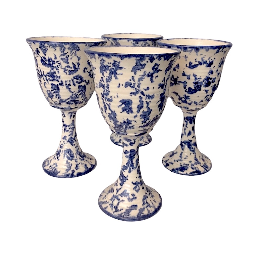 Vintage ceramic wine goblets